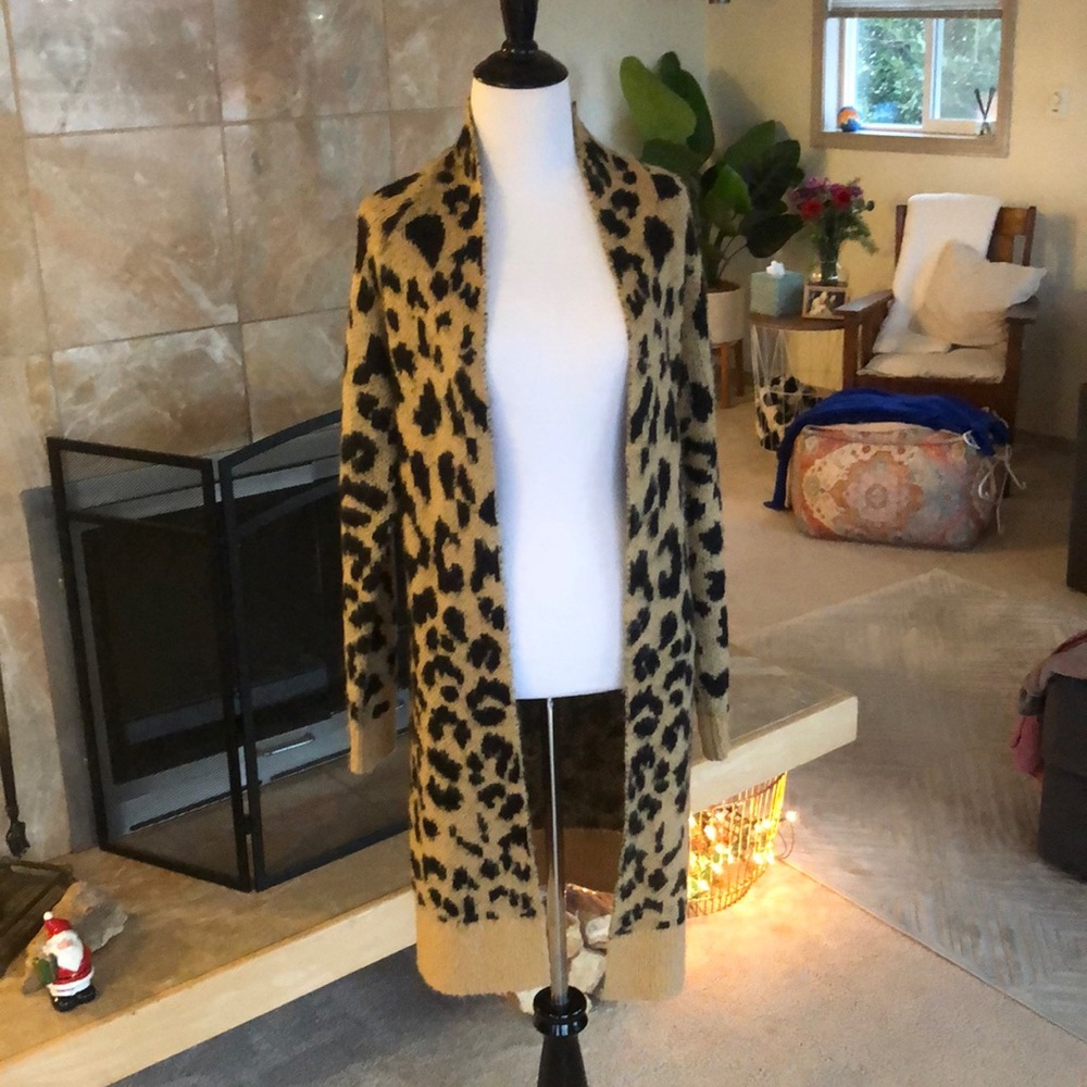 BP. XSmall Cheetah Print Long Cardigan